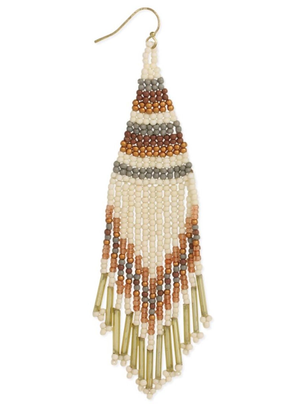 NWT Neutral Tone Woven Seed Bead Fringe Earrings